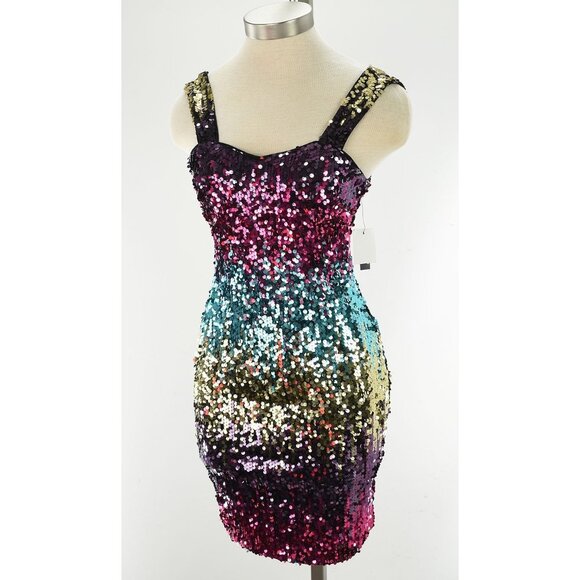 Guess Dresses & Skirts - GUESS Multicolor Sequin Sweetheart Neck Bodycon Dress 0 NWT